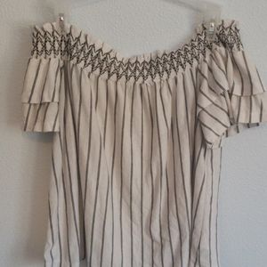 Off the should striped top